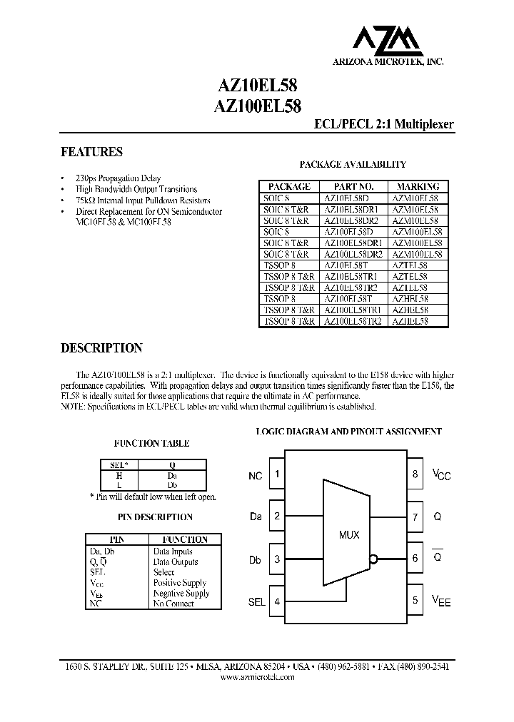 AZ100EL58TR2_8465476.PDF Datasheet