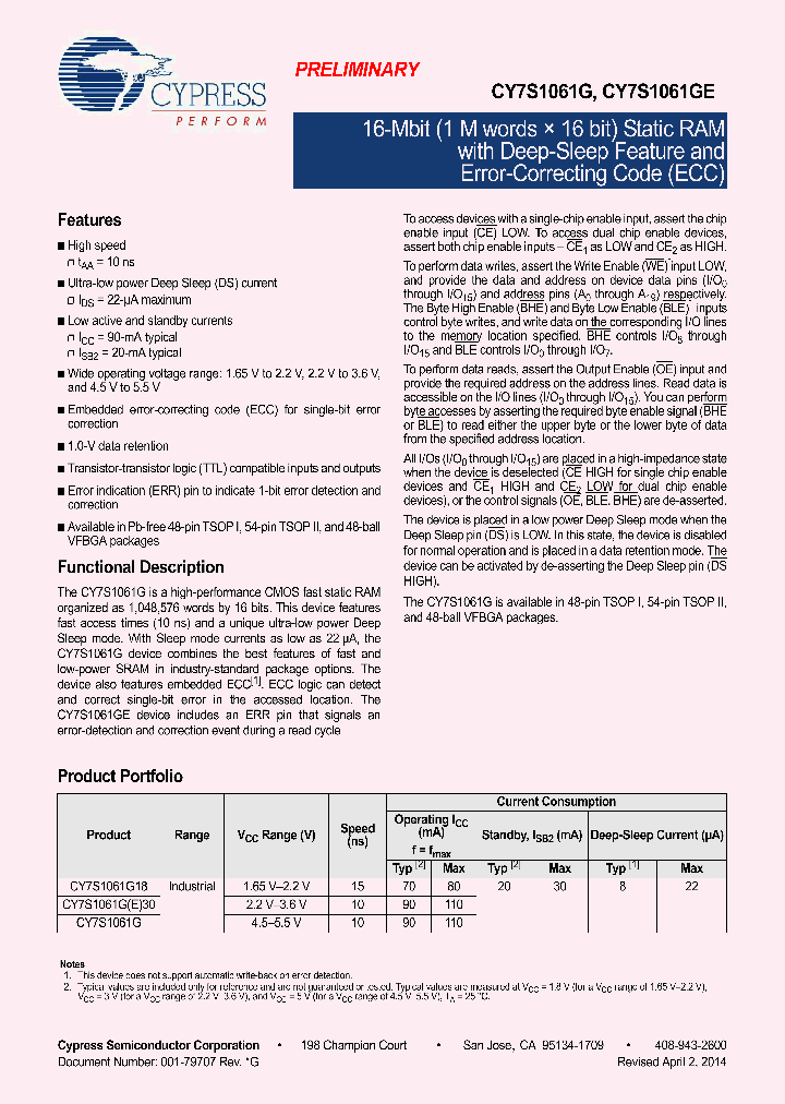 CY7S1061G30-10ZXIES_8465206.PDF Datasheet