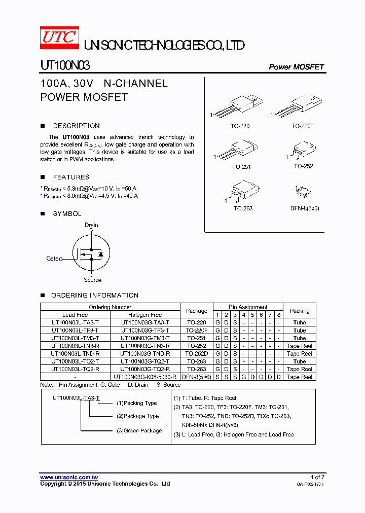 UT100N03L-TA3-T_8473605.PDF Datasheet