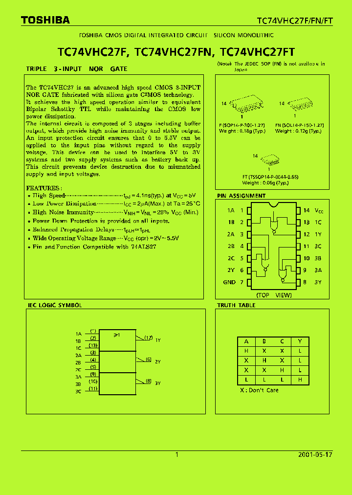 TC74VHC27FT_8474665.PDF Datasheet
