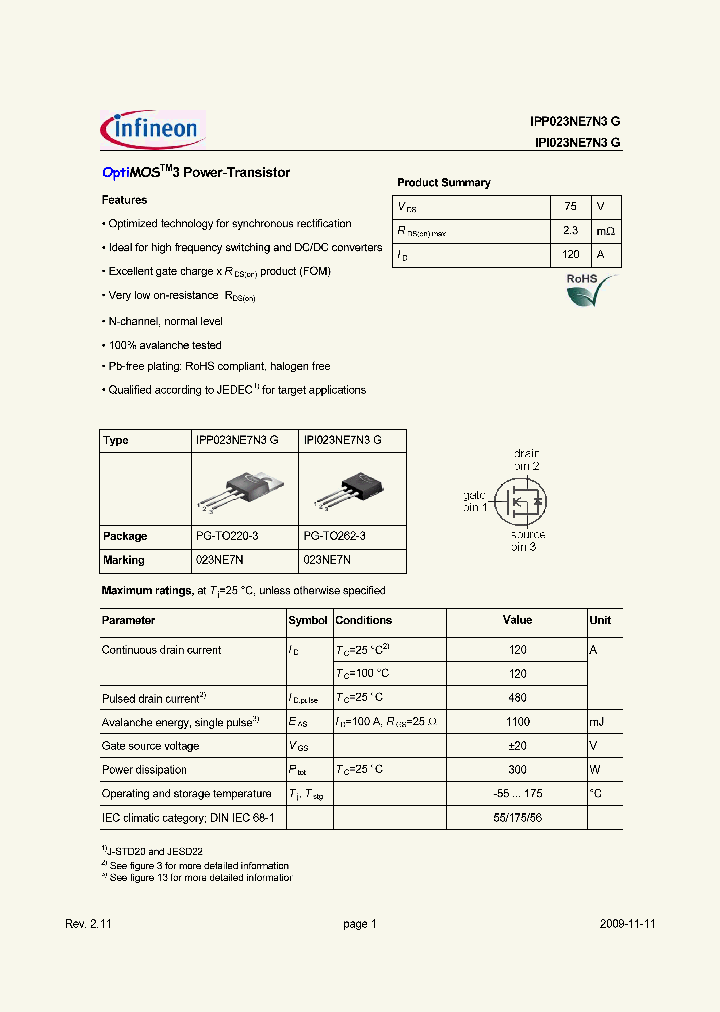 IPP023NE7N3G_8478421.PDF Datasheet