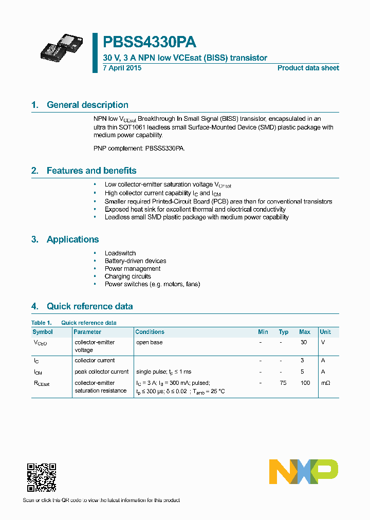 PBSS4330PA-15_8481187.PDF Datasheet