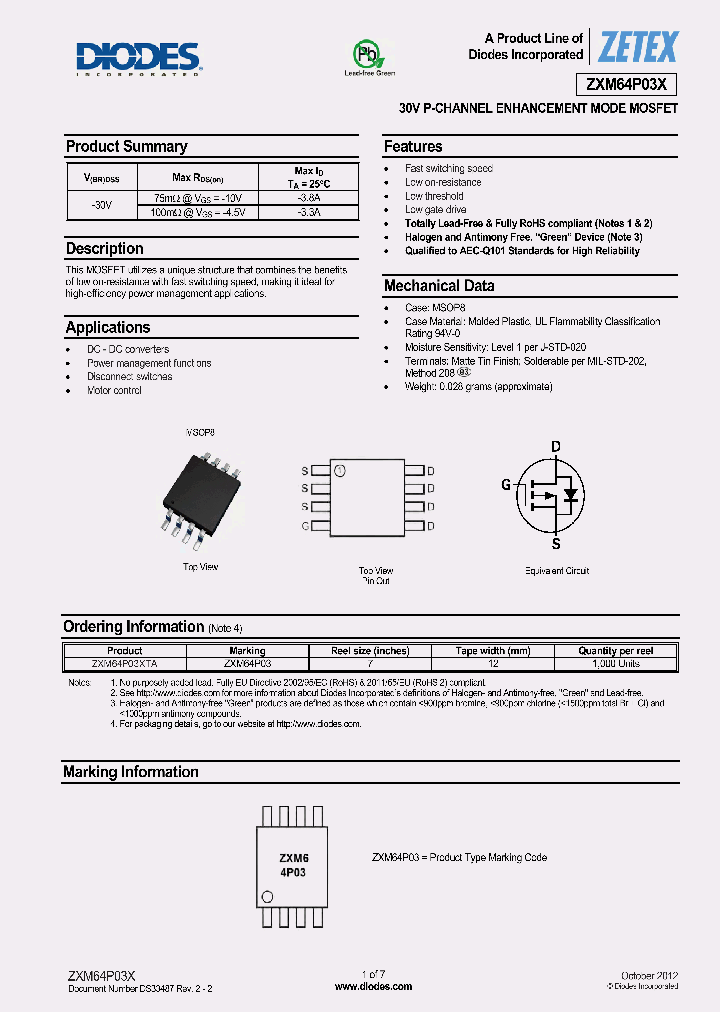ZXM64P03X-15_8485723.PDF Datasheet