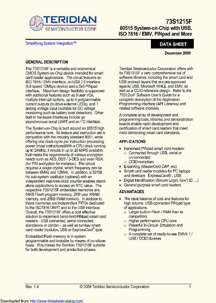 73S1215F-44MFPE_8486350.PDF Datasheet