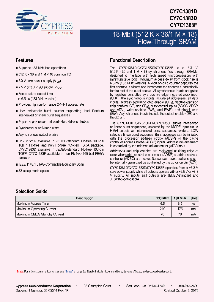 CY7C1387D-167AXCT_8488946.PDF Datasheet