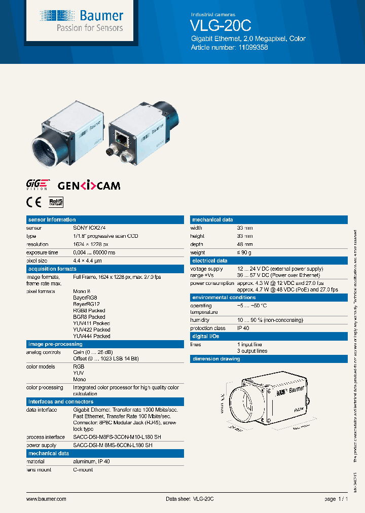 BAUMER-VLG-20C_8503686.PDF Datasheet