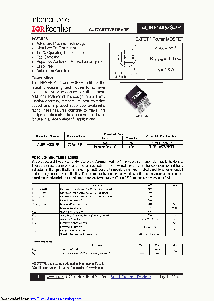 AUIRF1405ZS-7P_8505437.PDF Datasheet