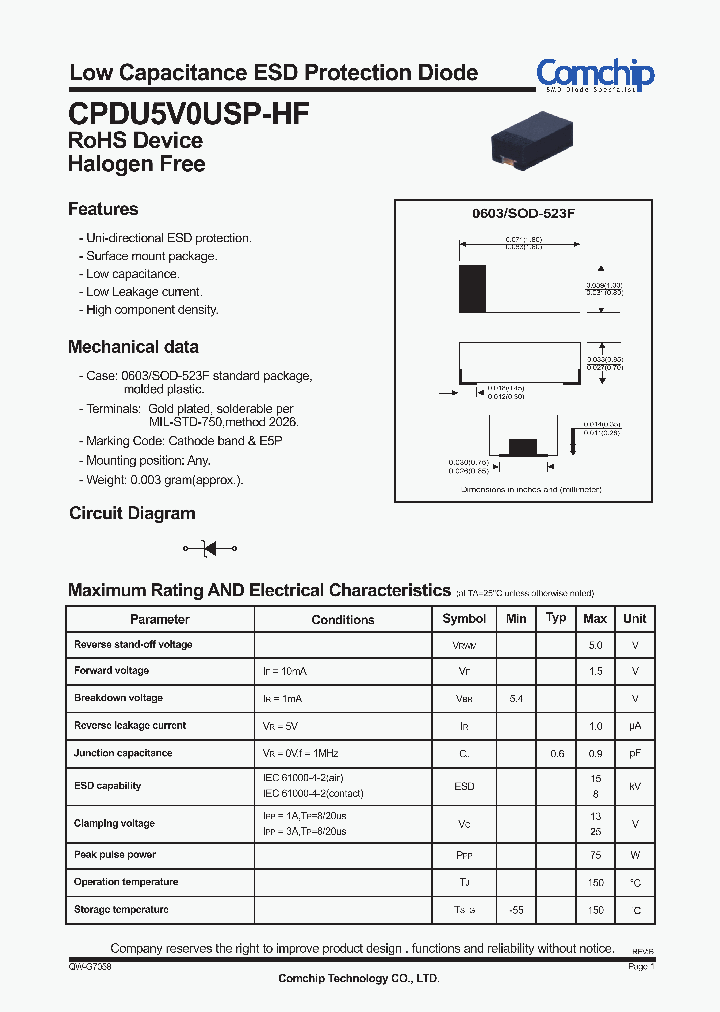 CPDU5V0USP-HF_8508240.PDF Datasheet