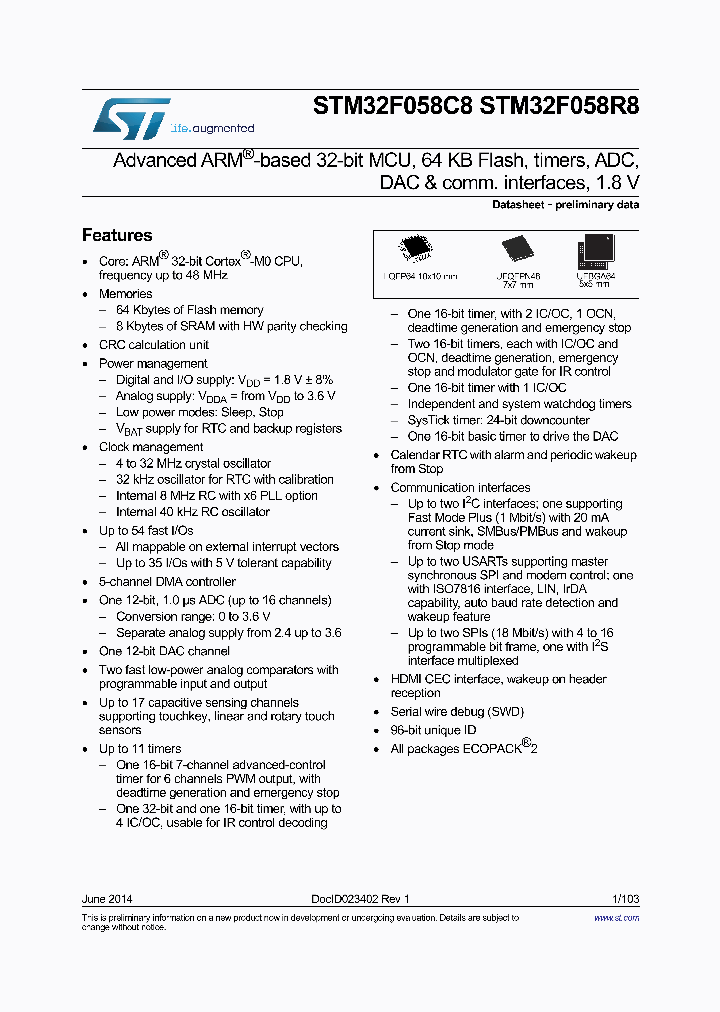 STM32F058R8_8510714.PDF Datasheet