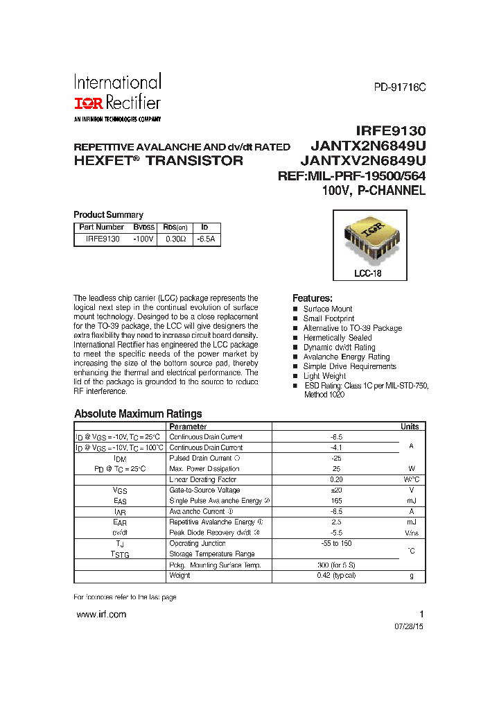 IRFE9130_8512649.PDF Datasheet
