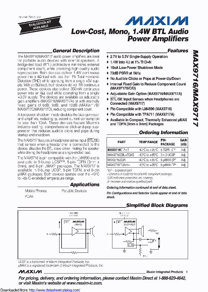 MAX9717DEBL_8514239.PDF Datasheet