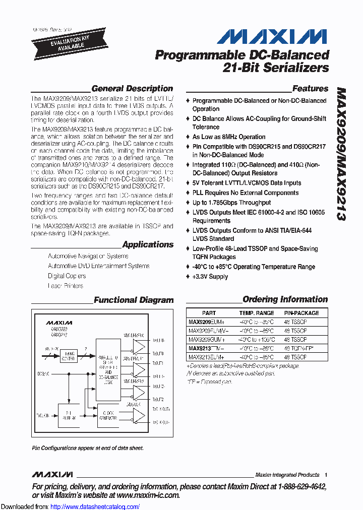 MAX9209EUMCB5_8516865.PDF Datasheet