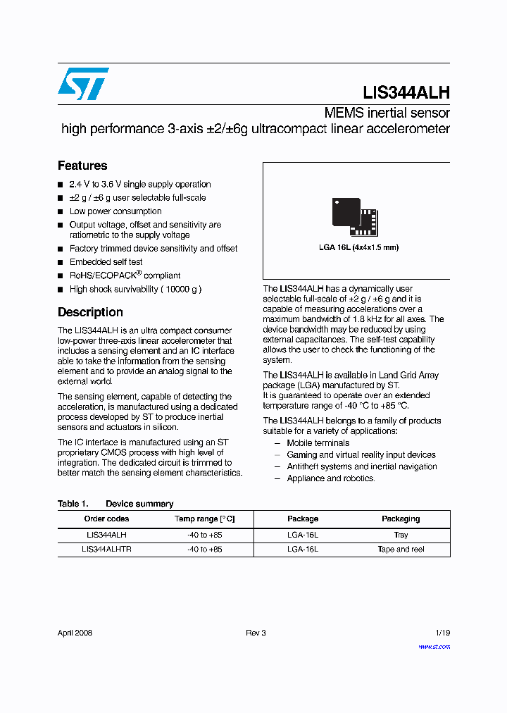 LIS344ALHTR_8521803.PDF Datasheet