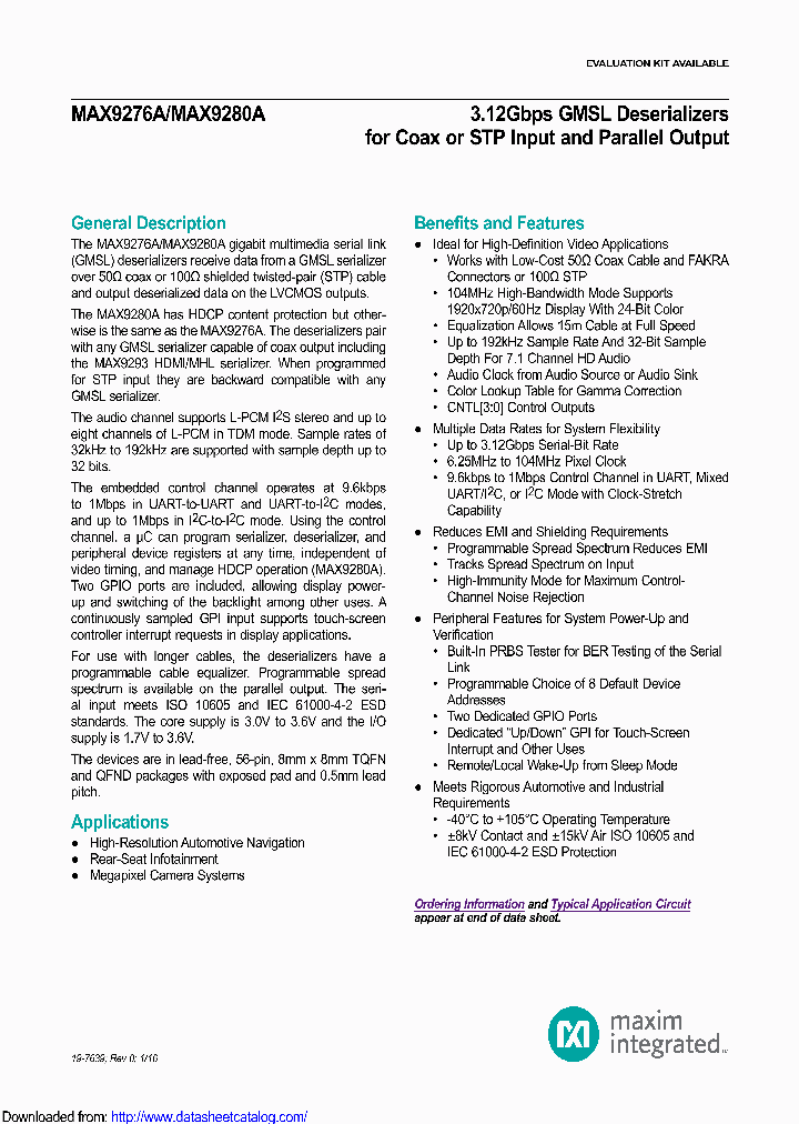 MAX9276AGGNVY_8526738.PDF Datasheet