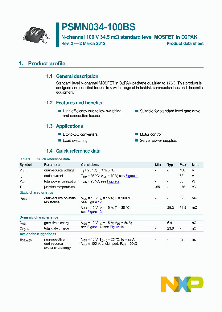 PSMN034-100BS-15_8527529.PDF Datasheet