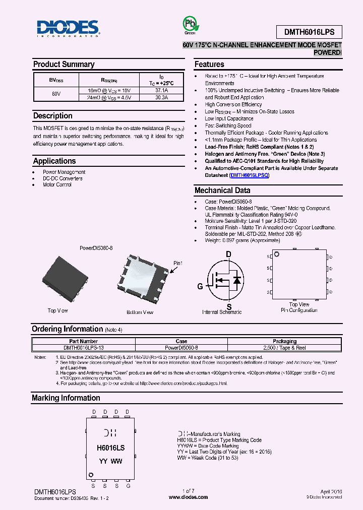 DMTH6016LPS-13_8528810.PDF Datasheet