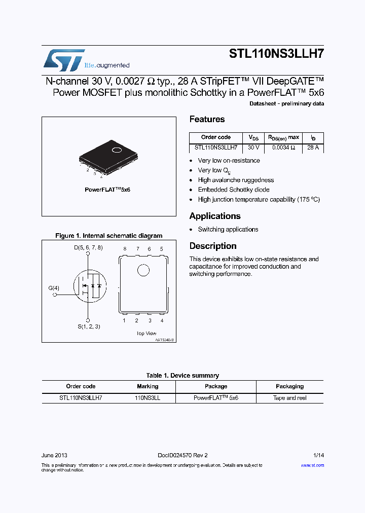 STL110NS3LLH7_8530407.PDF Datasheet