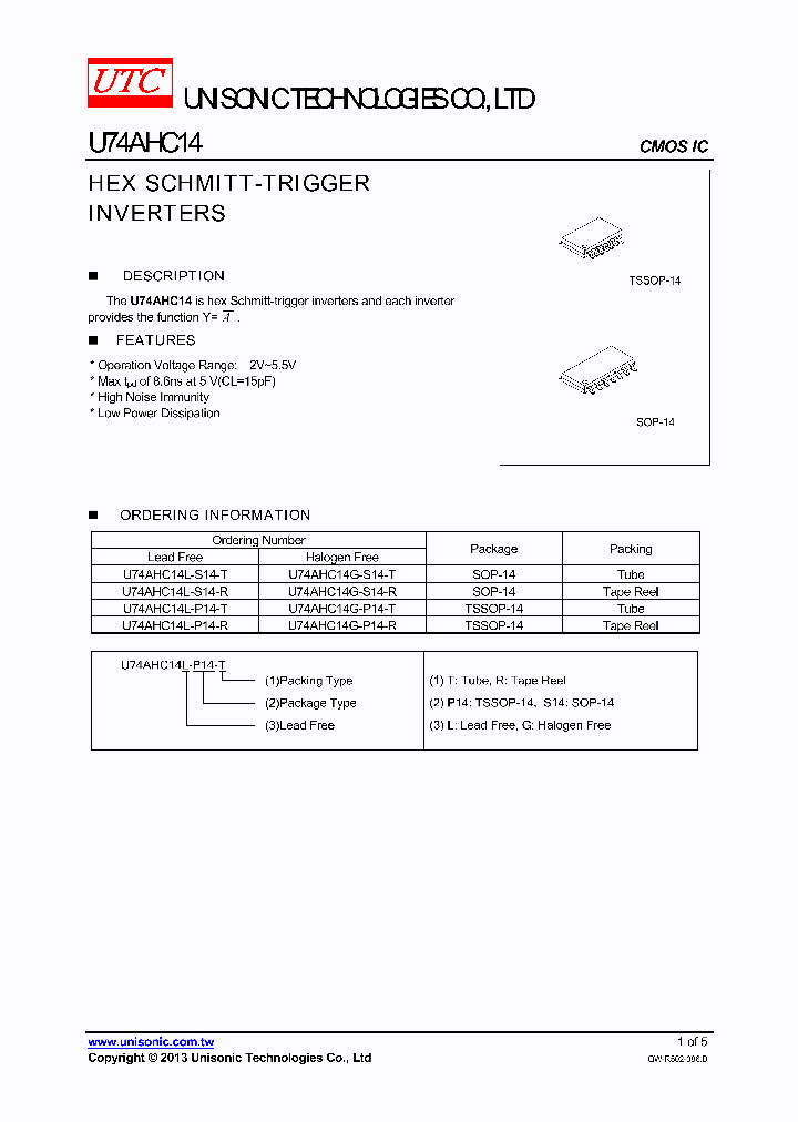 U74AHC14L-P14-R_8534518.PDF Datasheet
