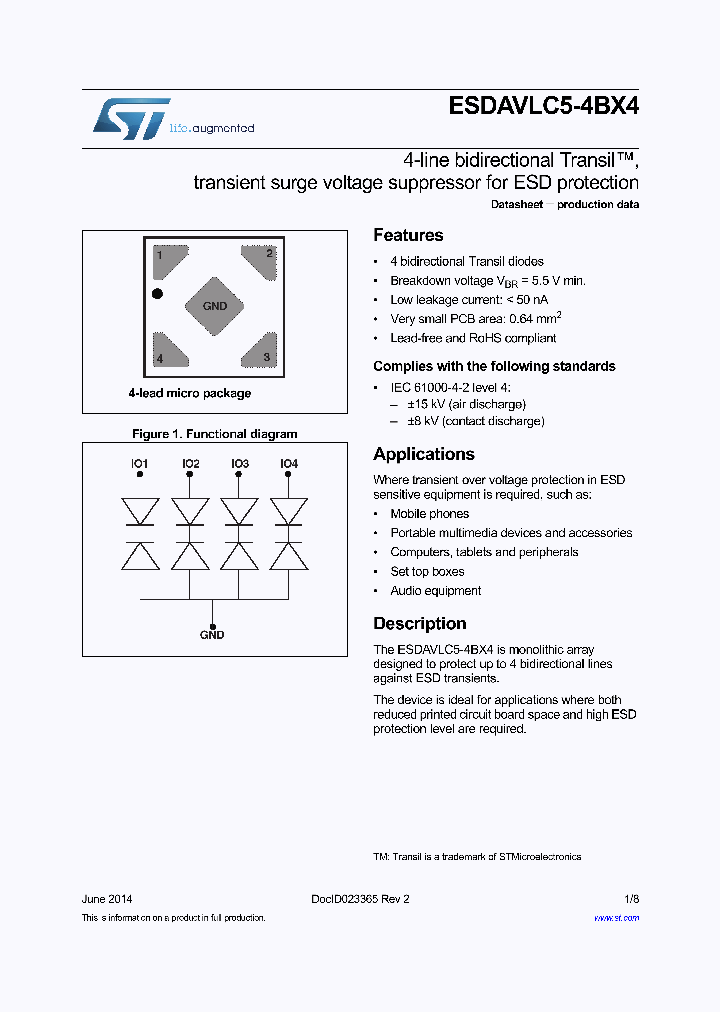 ESDAVLC5-4BX4_8541852.PDF Datasheet