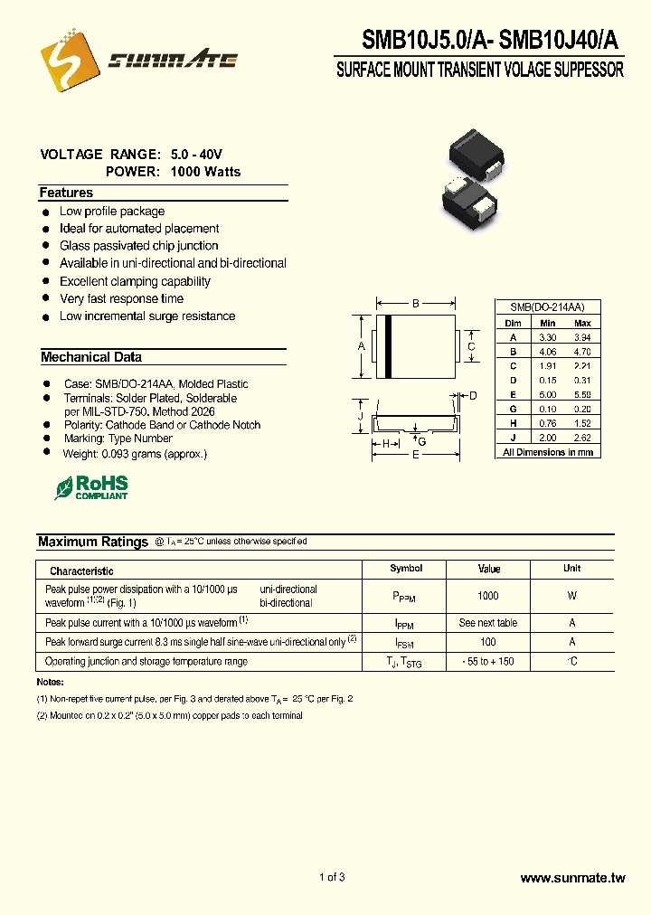 SMB10J10_8545751.PDF Datasheet