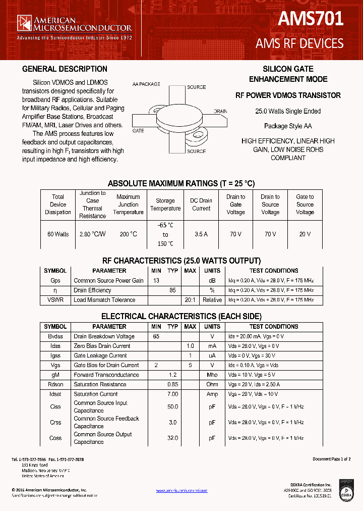 AMS701_8546296.PDF Datasheet