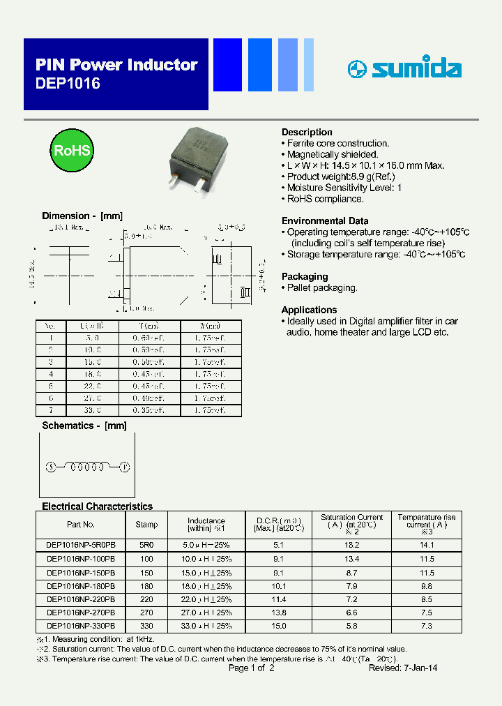 DEP1016NP-330PB_8547638.PDF Datasheet