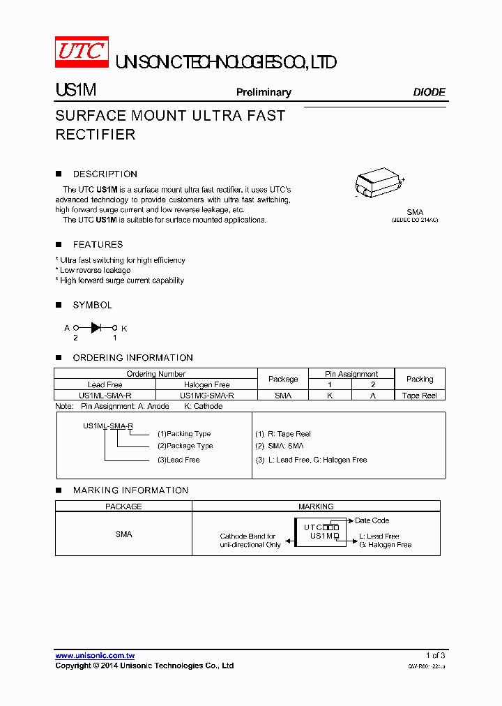 US1MG-SMA-R_8550181.PDF Datasheet