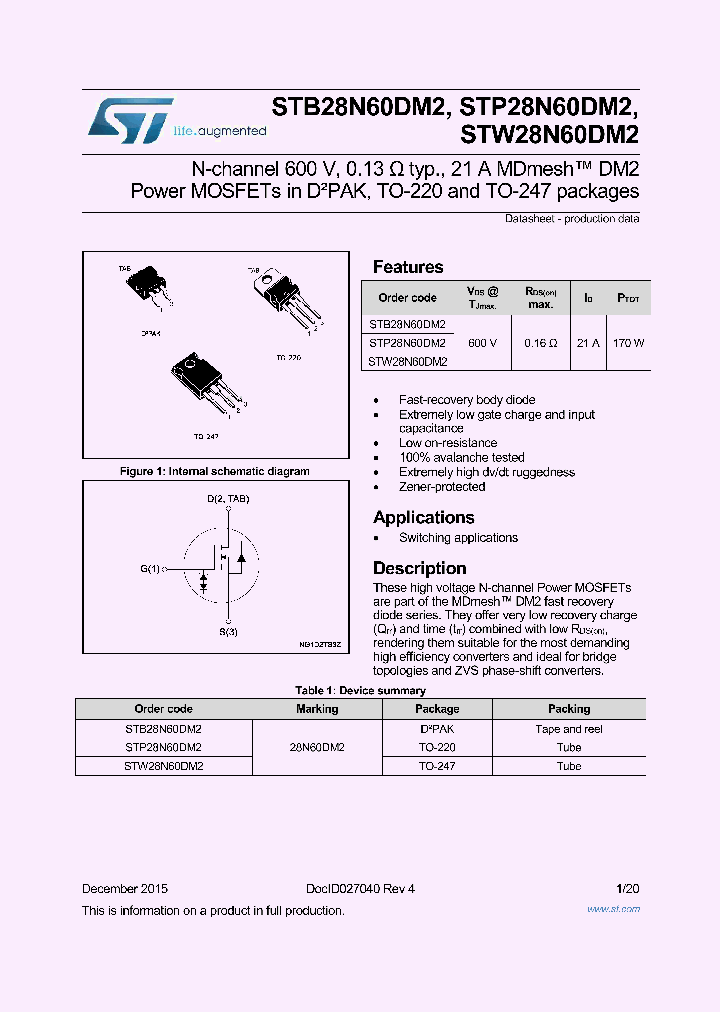 STB28N60DM2_8559794.PDF Datasheet