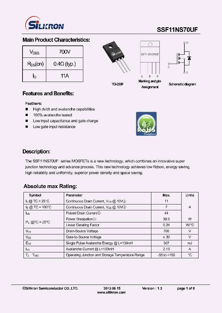 SSF11NS70UF_8561590.PDF Datasheet