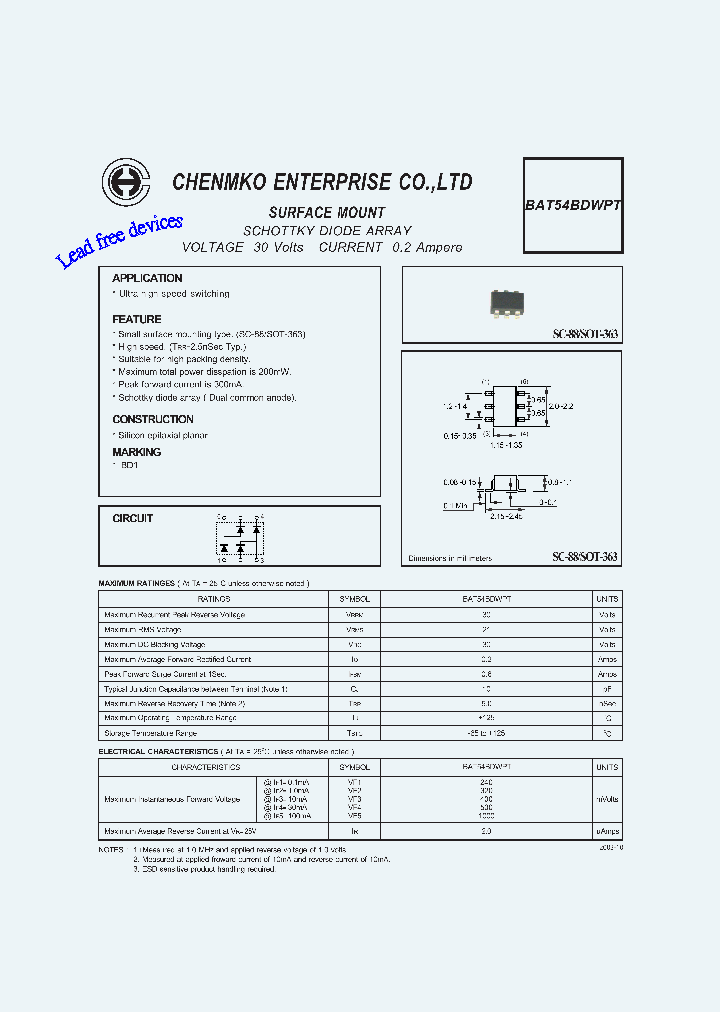 BAT54BDWPT_8568426.PDF Datasheet