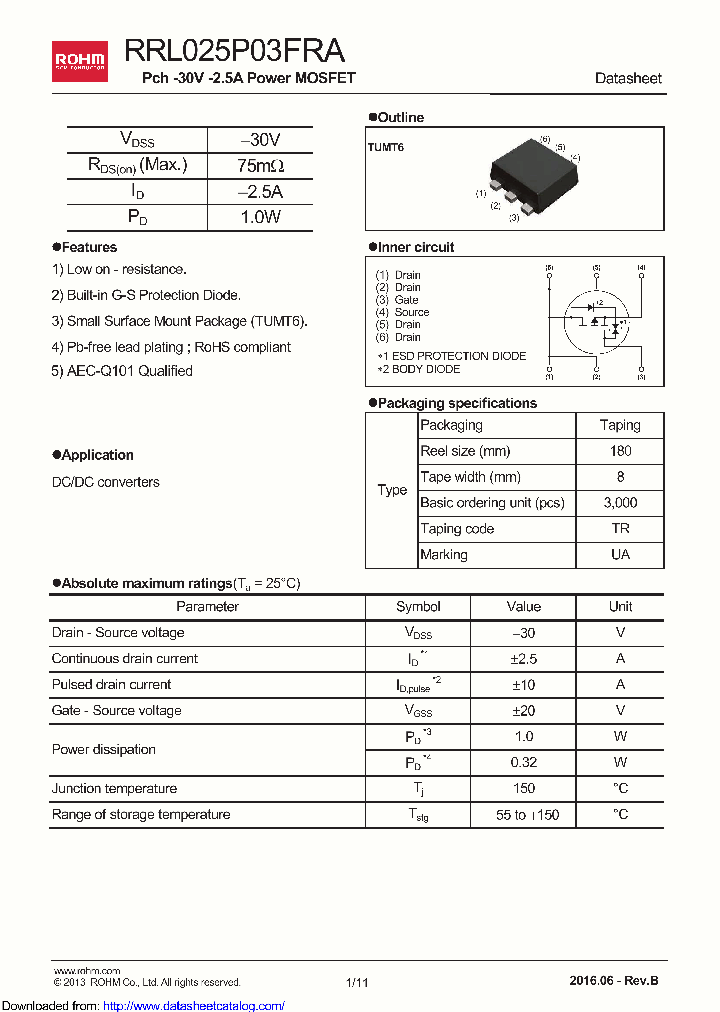 RRL025P03FRA_8573668.PDF Datasheet