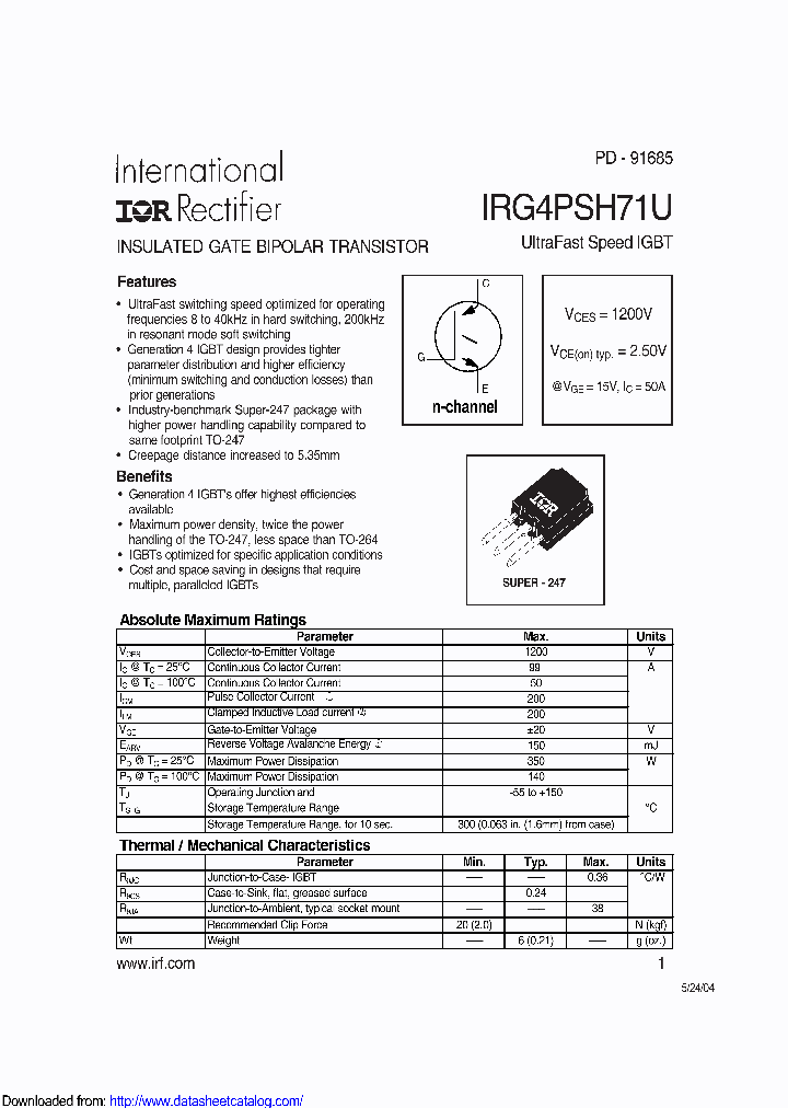 IRG4PSH71UPBF_8576658.PDF Datasheet