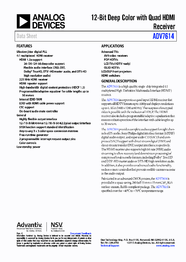 ADV7614_8583358.PDF Datasheet