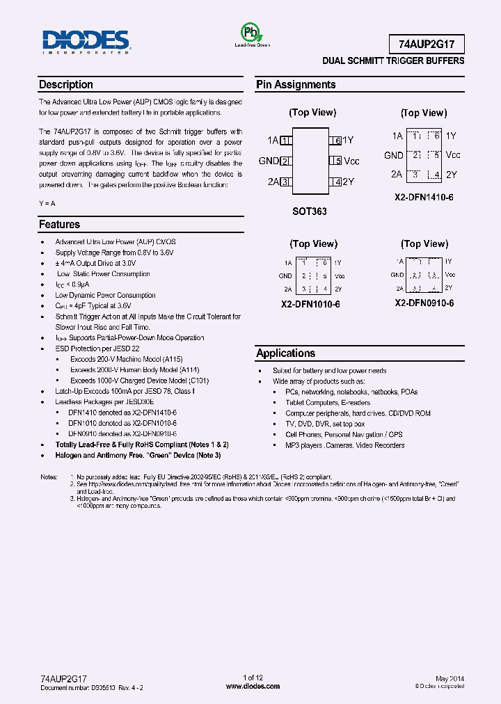 74AUP2G17DW-7_8584026.PDF Datasheet