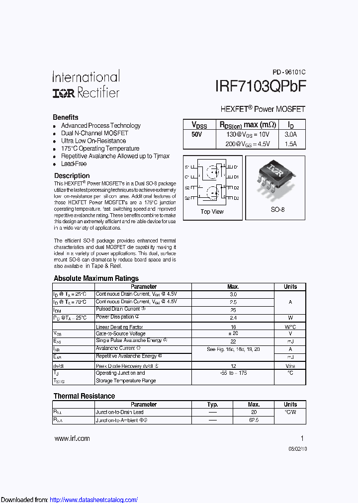 IRF7103QPBF_8587198.PDF Datasheet