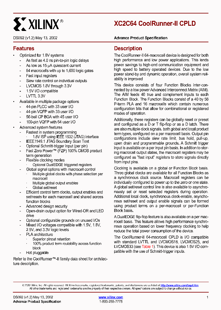 XC2C64-5PC44C_8587638.PDF Datasheet