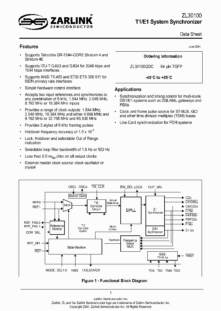 ZL30100QDC_8588250.PDF Datasheet