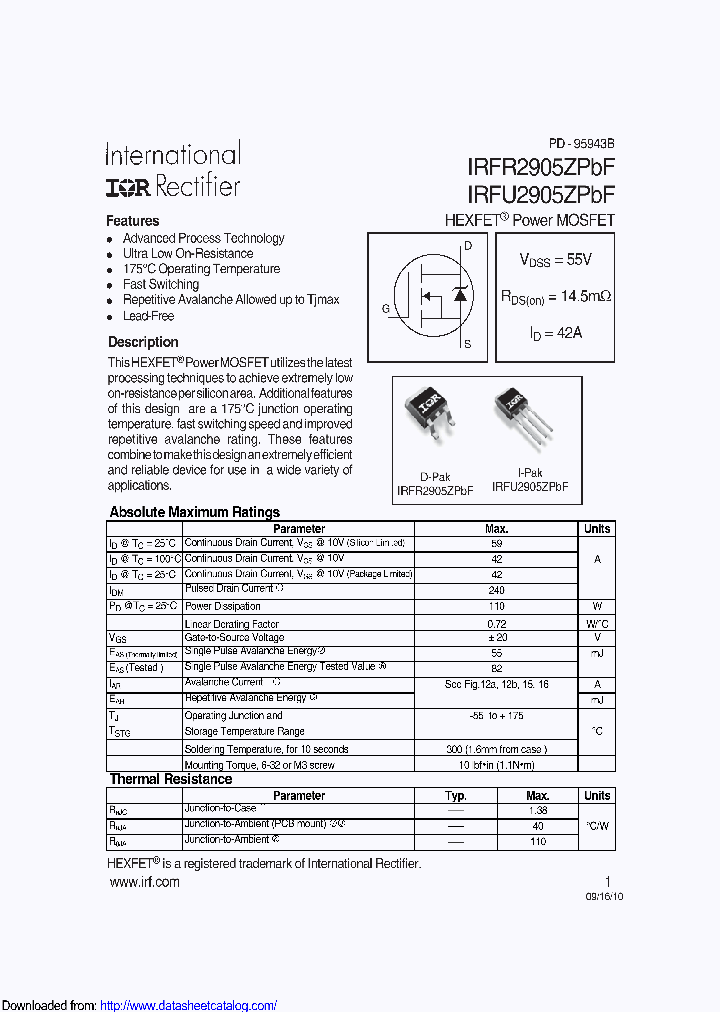 IRFU2905ZPBF_8593469.PDF Datasheet