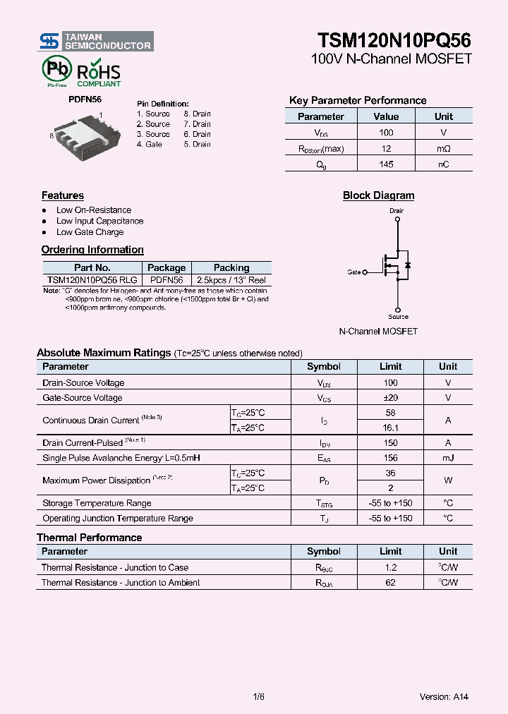 TSM120N10PQ56RLG_8595576.PDF Datasheet