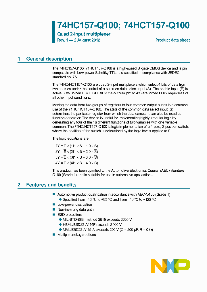 74HC157D-Q100_8597681.PDF Datasheet