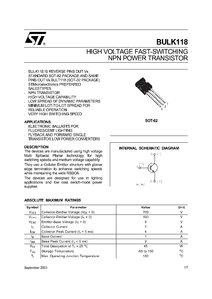 BULK118_8599403.PDF Datasheet
