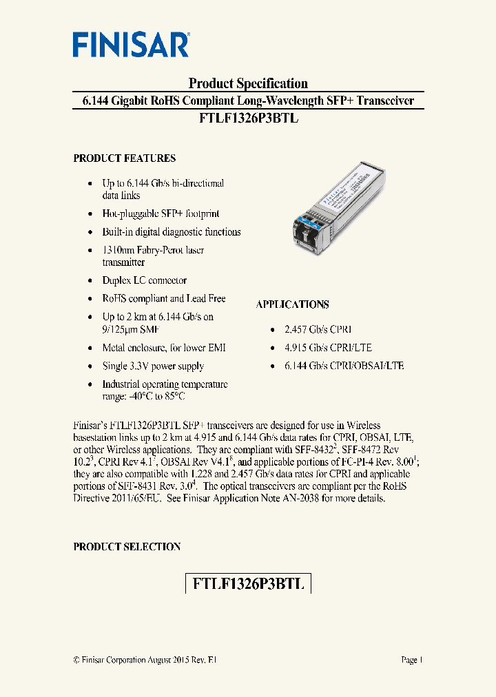 FTLF1326P3BTL_8601248.PDF Datasheet