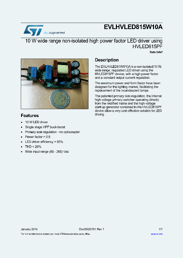 EVLHVLED815W10A_8601350.PDF Datasheet
