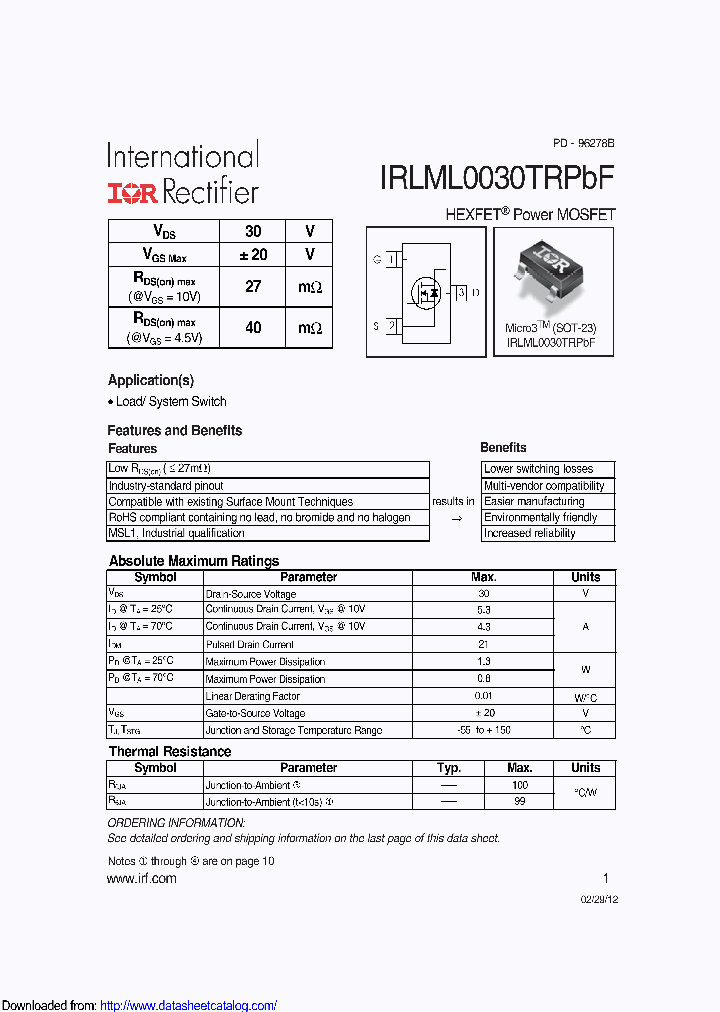 IRLML0030TRPBF_8603611.PDF Datasheet