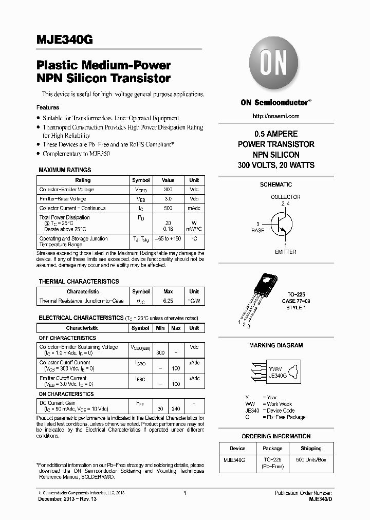 MJE340G-13_8605028.PDF Datasheet