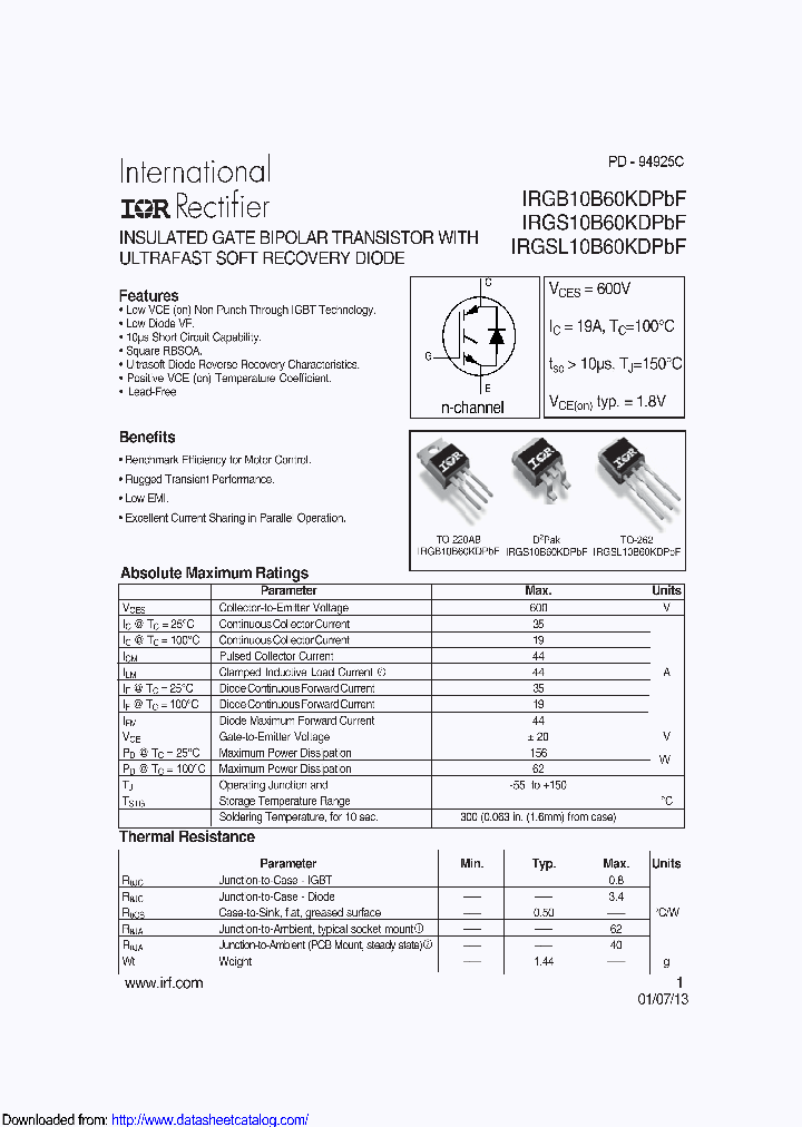 IRGS10B60KDTRLP_8605104.PDF Datasheet