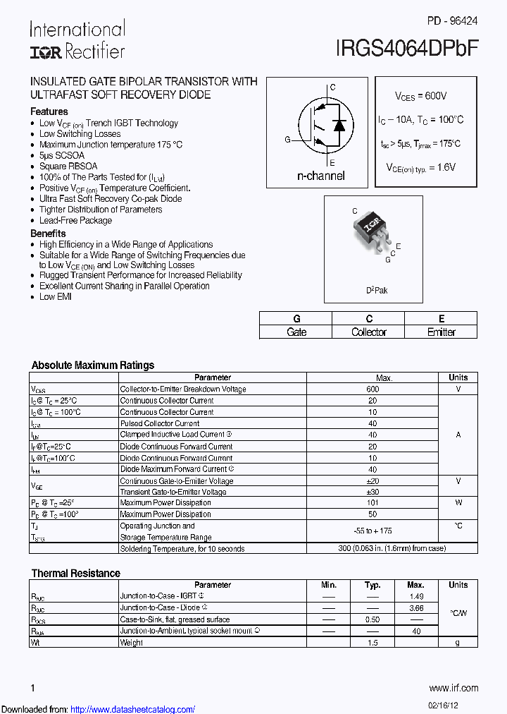 IRGS4064DPBF_8605120.PDF Datasheet