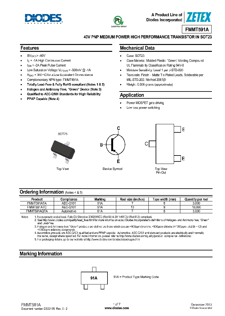 FMMT591ATC_8605726.PDF Datasheet