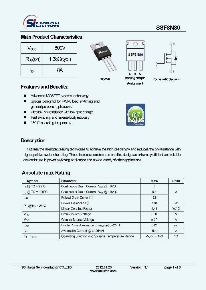 SSF8N80_8610530.PDF Datasheet