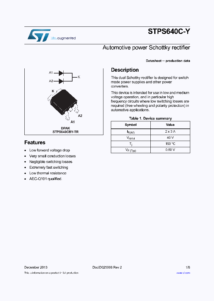 STPS640CBY-TR_8611294.PDF Datasheet